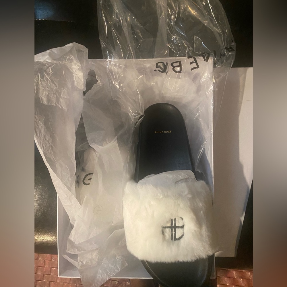 ANINE BING
Black & Off-White Britt Slides